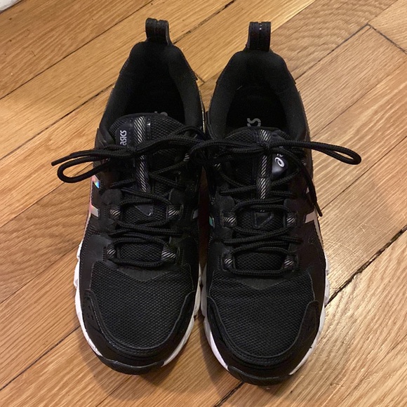 Black with Silver detailing; Asics sneakers; Women’s size: 7 - Picture 3 of 5